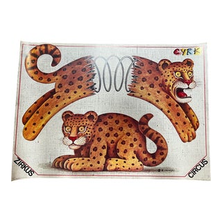 1980 Polish Cyrk Poster Circus Poster with Cheetahs For Sale