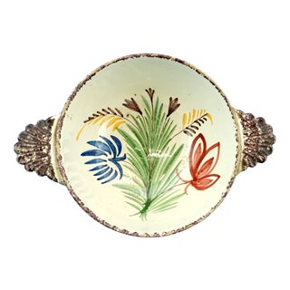 Antique Enamelled Ceramic Bowl from Henriot Quimper HB, France, 19th Century For Sale