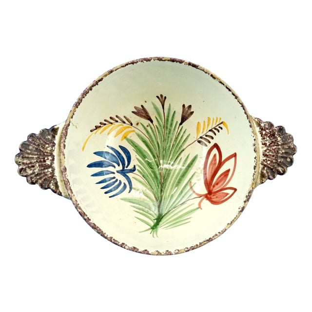 Antique Enamelled Ceramic Bowl from Henriot Quimper HB, France, 19th Century For Sale