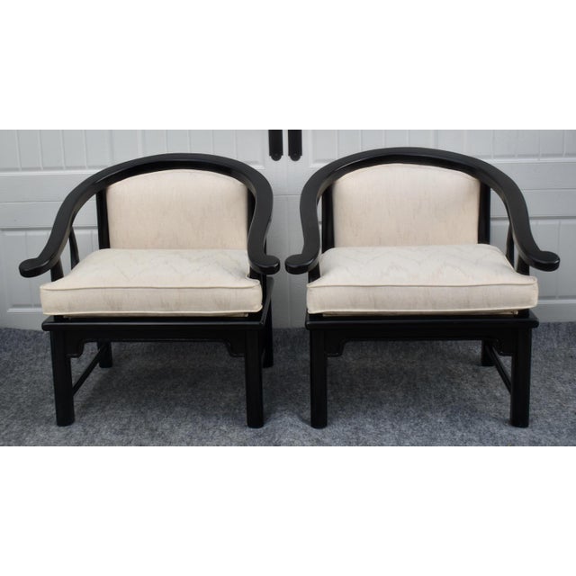 American of Martinsville Armchairs Vintage Horseshoe Ming Lounge Pair MCM For Sale - Image 11 of 15