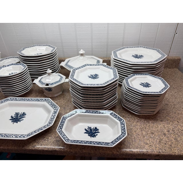 1960s “Blue Tulip” Independence Ironstone by Castleton China Set, Service for 12 - 91pcs For Sale - Image 10 of 12