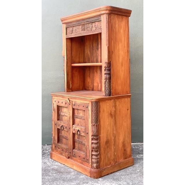 Late 20th Century Vintage Hand Carved Teak Cabinet For Sale - Image 5 of 12