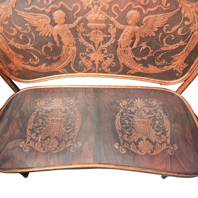 Brown Vienna Secession Bentwood Angel Motif Settee Bench by Jacob & Josef Kohn No. 67 For Sale - Image 8 of 12
