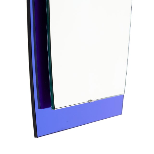 1970s French Vintage Scalloped Mirror, Blue, Circa 1970 For Sale - Image 5 of 9