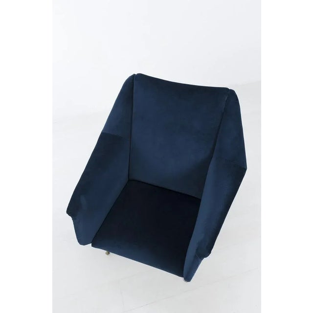 Italian Dark Blue Armchair For Sale - Image 4 of 9