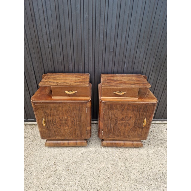Vintage Art Deco Bedside Tables, 1930s, Set of 2 For Sale - Image 10 of 18