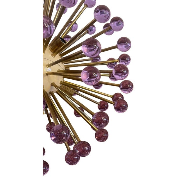 1980s Italian Sputnik Chandelier With Purple Murano Glass For Sale In Los Angeles - Image 6 of 8