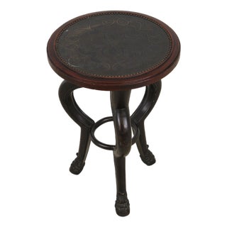 Maitland Smith Mahogany and Metal Round End Table For Sale