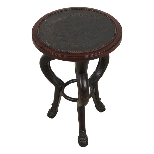 Maitland Smith Mahogany and Metal Round End Table For Sale