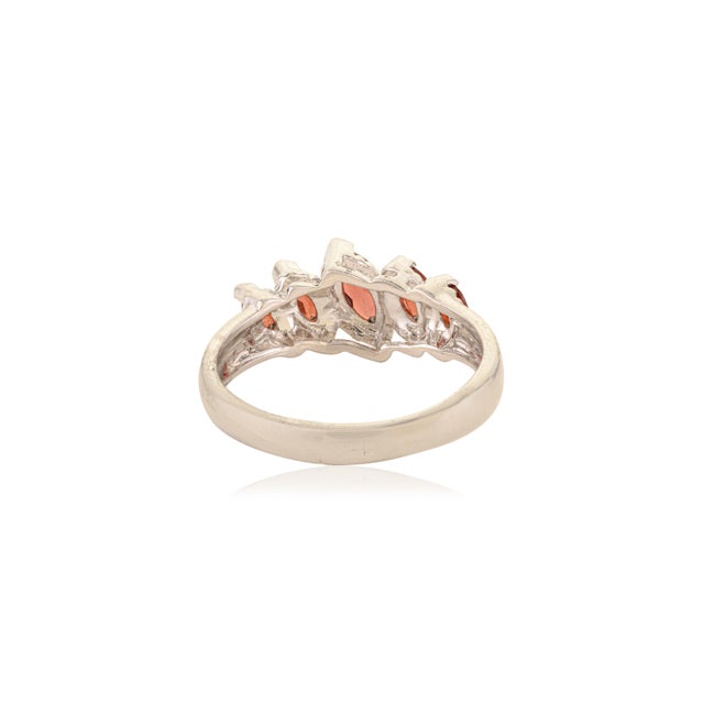Metal Timeless 925 Silver Garnet Statement Ring With Five Marquise Cut Stones - Size 8.5 For Sale - Image 7 of 10