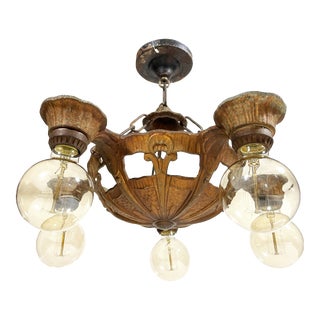 Early 20th Century Art Deco 5-Light Chandelier by Lincoln For Sale