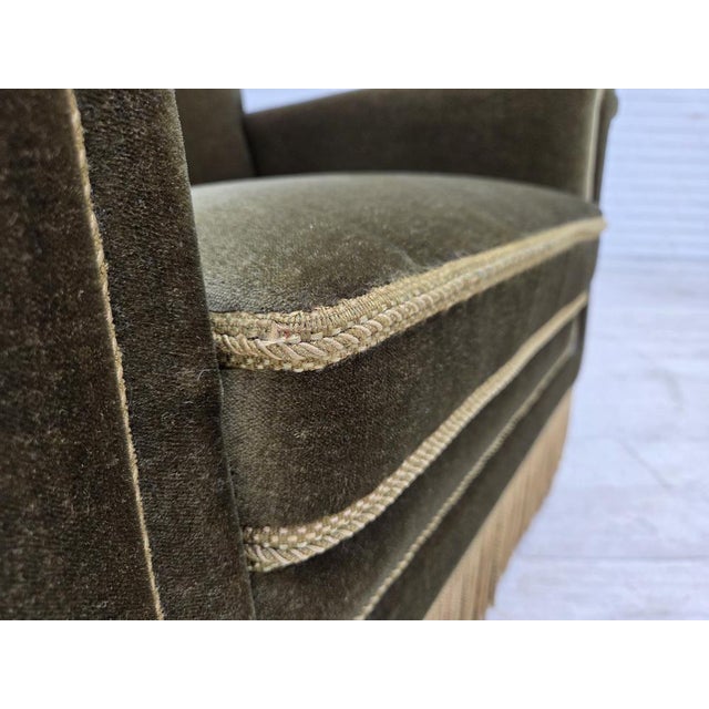 Danish Armchair in Green Furniture Velour, 1970s For Sale - Image 14 of 18