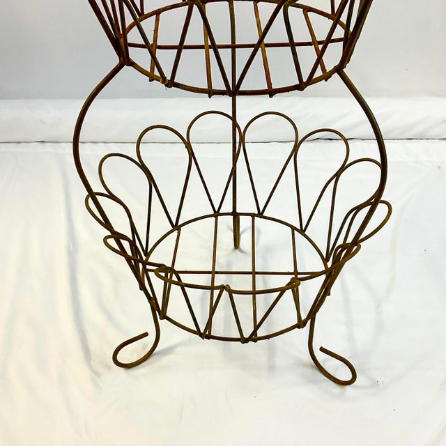 Antique French Art Nouveau 3-Tier Iron Daisy Jardinière Standing Planter. For Sale - Image 6 of 7