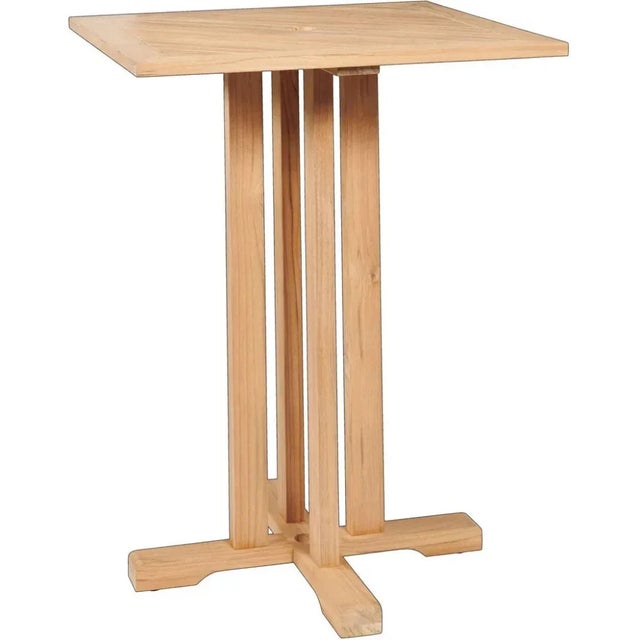 Enhance your outdoor dining with the Captain 3-Piece Bar Set, which includes the Captain Bar Stool and Oasis Teak Bar...