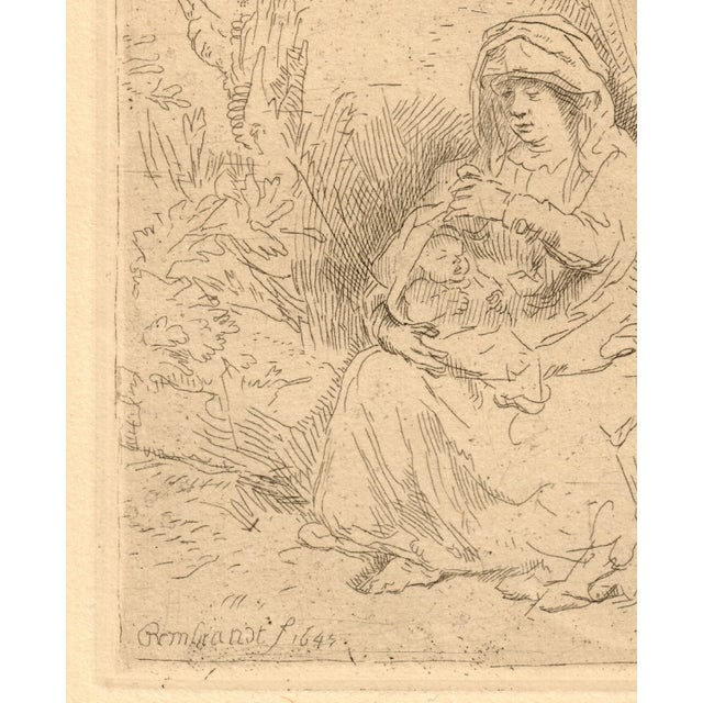 Paper "Rest on the Flight" Old Master Print After Rembrandt Mid 20th Century For Sale - Image 7 of 8