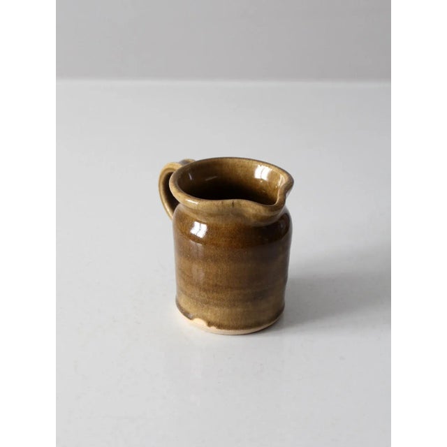 Olive Vintage Studio Pottery Creamer For Sale - Image 8 of 11