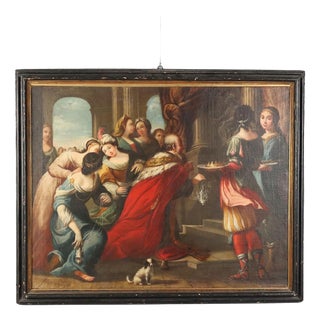 Biblical Scene of King Solomon's Idolatry, Oil on Canvas For Sale