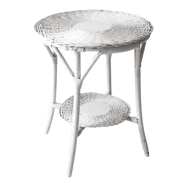 Antique White Wicker Table Chairish