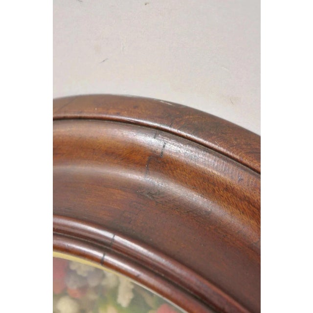 Early 20th Century Victorian Oval Mahogany Shadow Box Frame Felt Cotton Flower Mourning Wall Wreath For Sale - Image 4 of 11