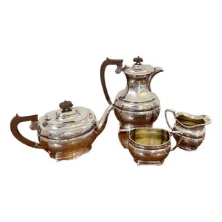 Edwardian Silver Plated Four Piece Tea Set, 1900s, Set of 4 For Sale