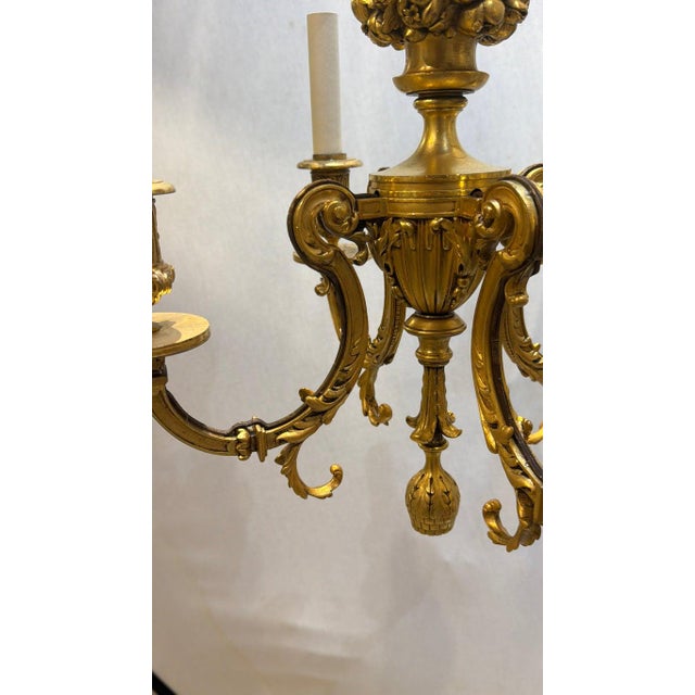 1900s Gilt Bronze Flowers Chandelier 4 Lights For Sale In New York - Image 6 of 7