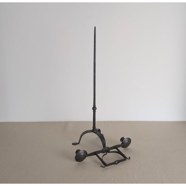 English 18th C. English Hand Forged Iron Candleholder For Sale - Image 3 of 10