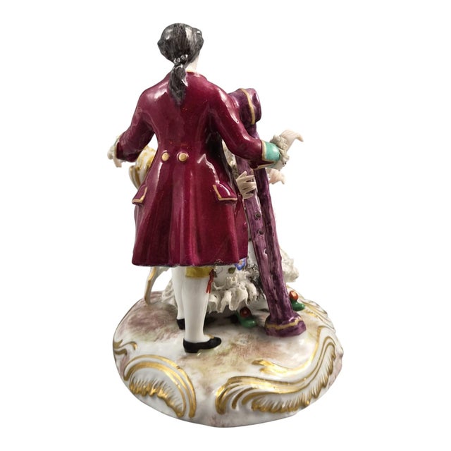 French Porcelain Lace Group of Musical Couple from Bourdois & Bloch For Sale - Image 5 of 11