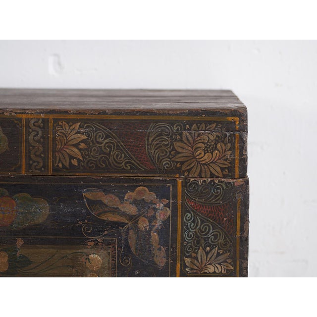 Antique Opera Chest with Lotus Flowers, China, 1900s For Sale - Image 6 of 10