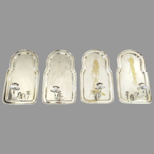 Silver 19th Century Silver Plate One Arm Wall Sconces. - Set of 4 For Sale - Image 8 of 8
