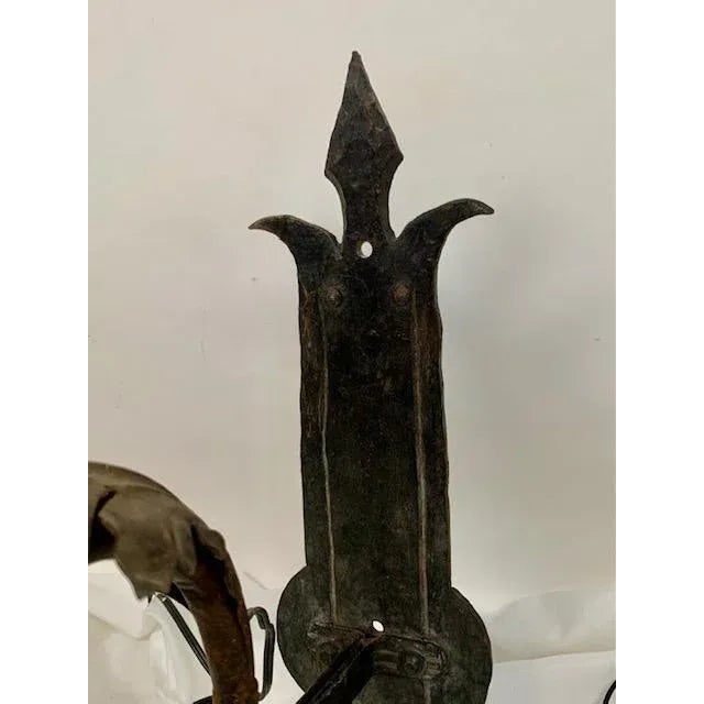 Spanish Vintage Spanish Swing Arm Hand Forged Spanish Sconces - Pair For Sale - Image 3 of 12