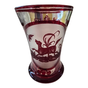 Antique Moser Bohemian Glass Goblet Spa Dog
