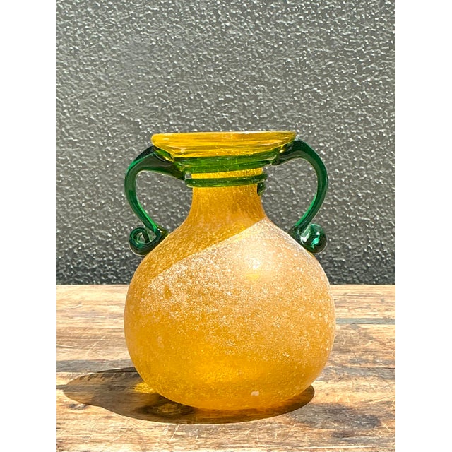Vintage Italian Hand Blown Glass Vase For Sale In West Palm - Image 6 of 12