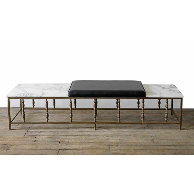 Gold Vintage Lobby Bench Mid 20th Century - Carrara Marble For Sale - Image 8 of 8
