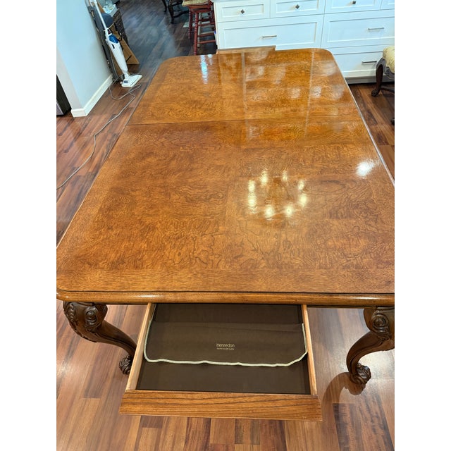 Baroque Late 20th Century Henredon Italian Baroque Carved Oak and Burl Wood Extension Dining Table For Sale - Image 3 of 12