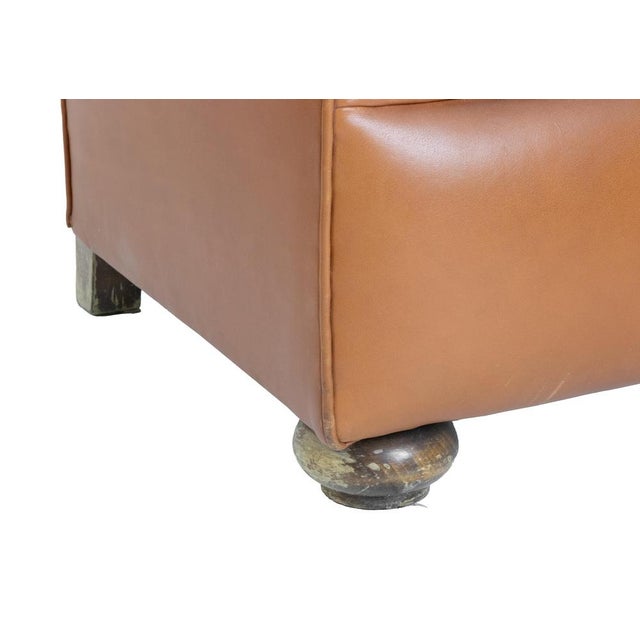 Animal Skin Vintage Italian Light Brown Leather Armchair, Mid-20th Century For Sale - Image 7 of 8