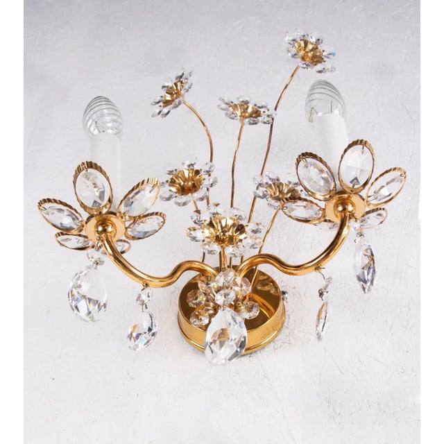 German Glamorous Jewel Wall Lamps in Crystal & Gilt-Brass from Palwa, 1960, Set of 2 For Sale - Image 4 of 10