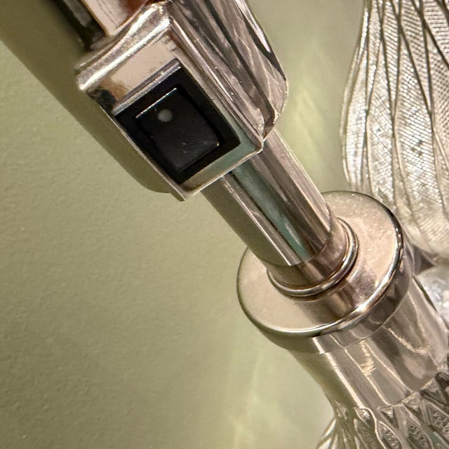 Vintage Pair Chapman Luxury Silver Teardrop Glass Table Lamps Heavy Ribbed Decor For Sale In New York - Image 6 of 11