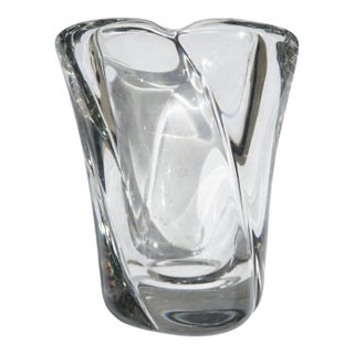 Vintage Daum Crystal Thick Sculptural Vase – Signed For Sale