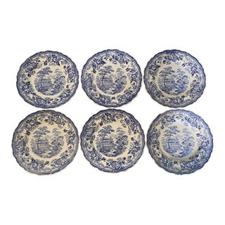 Antique Staffordshire Transferware Small Plates- Set of 6 For Sale