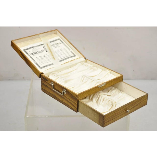 Victorian Early 20th Century Antique Wm Rogers Oak Small Flatware Silverware Storage Box With Drawer For Sale - Image 3 of 12