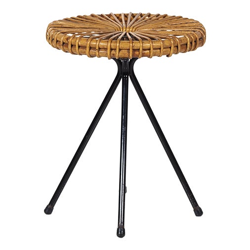 Dutch Rattan Stool from Rohé Northolde, 1960s For Sale