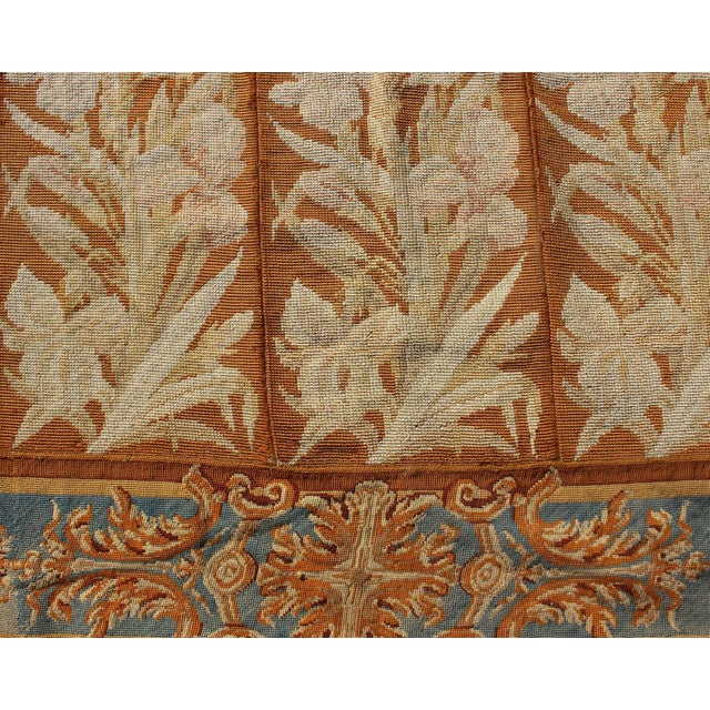 Antique Aubusson Tapestry With Golden Column Panels of Irises 4'10" X 8'10" For Sale - Image 9 of 9