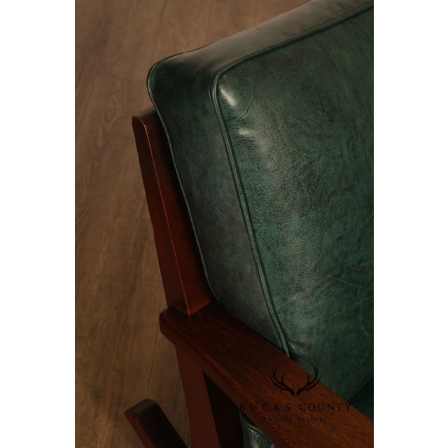 Limbert Arts & Crafts Antique Mission Oak Lounge Chair And Rocking Chair For Sale - Image 12 of 18