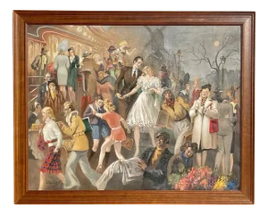 J. Bussy, Along The Strike, Liberation of Paris, Oil on Canvas