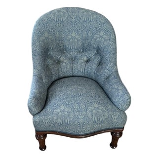 Mid 20th Century Attributed Holland and Sons Slipper Chair in Robert Kime Fabric For Sale
