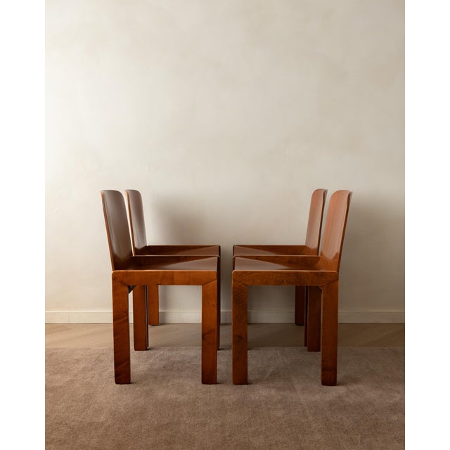 1970s Italian Plywood Dining Chairs by Molteni, 1970s, Set of 4 For Sale - Image 5 of 18