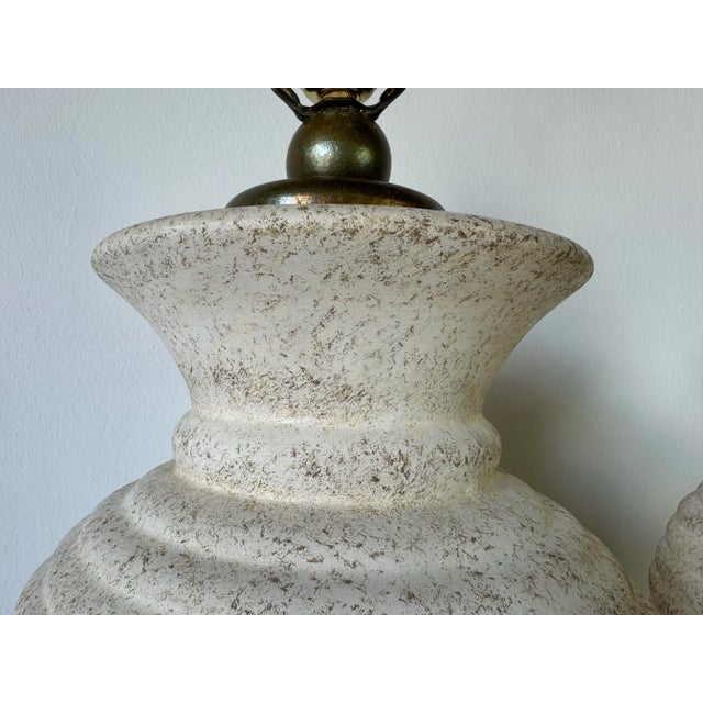 1980s Vintage Ribbed Design Ceramic Table Lamps - a Pair For Sale - Image 11 of 11
