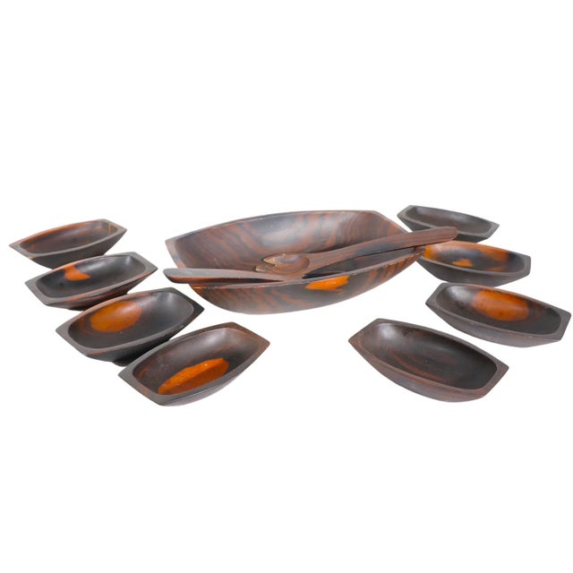 11 Pc Mid Century Cocobolo Wood Salad Set For Sale - Image 10 of 10