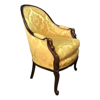 Victorian Carved Goose Neck Armchair For Sale