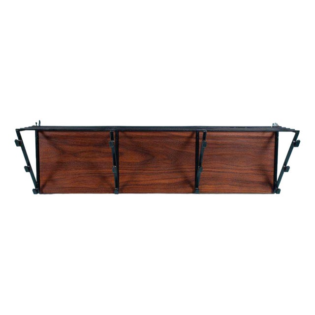 Mid-Century Coat Rack in Teak & Black Metal For Sale